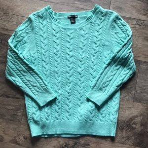 Mint 3/4 cable knit sweater